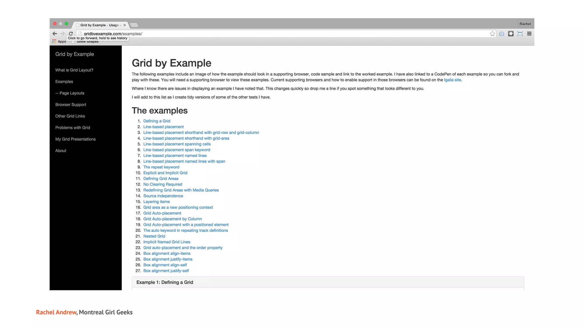 Rachel Andrew, Montreal Girl Geeks
 