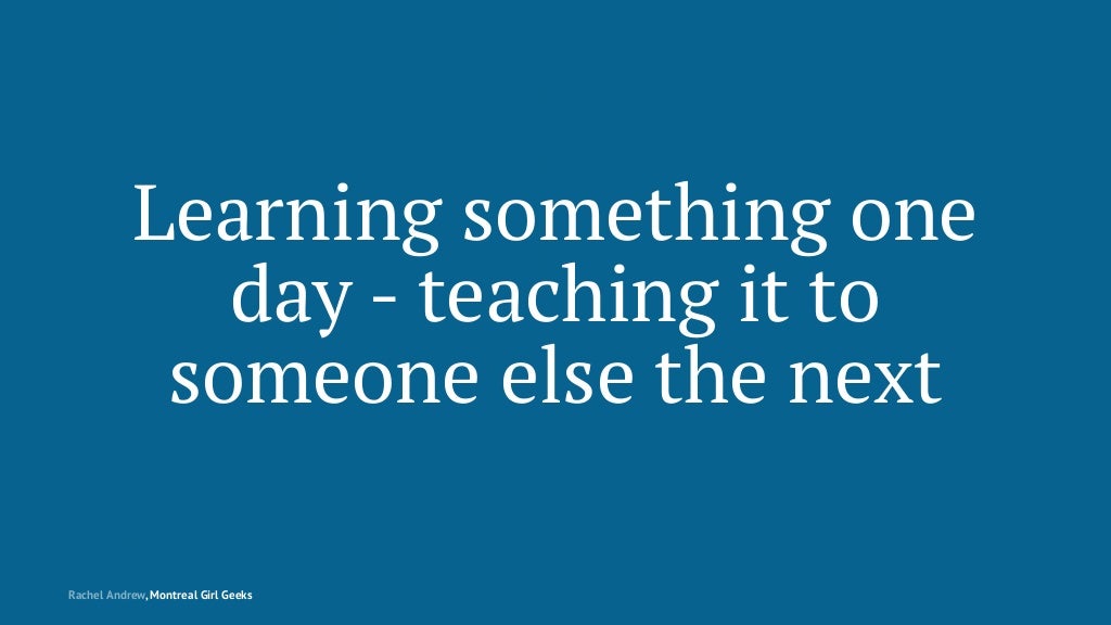 Learning something one day