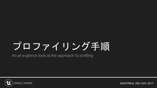 MONTREAL DEV DAY 2017
プロファイリング手順
An at-a-glance look at the approach to profiling
 