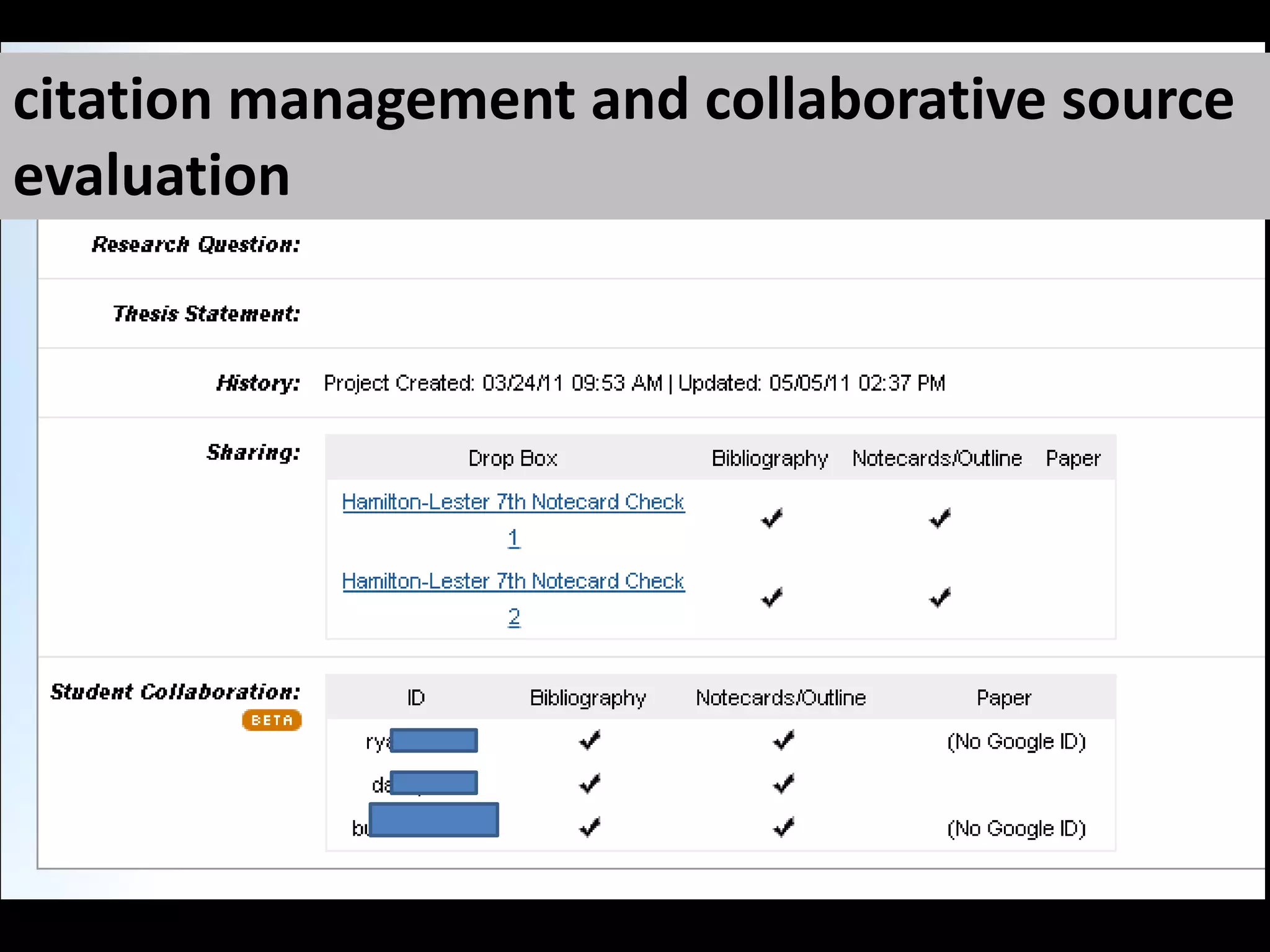 citation management and collaborative source evaluation