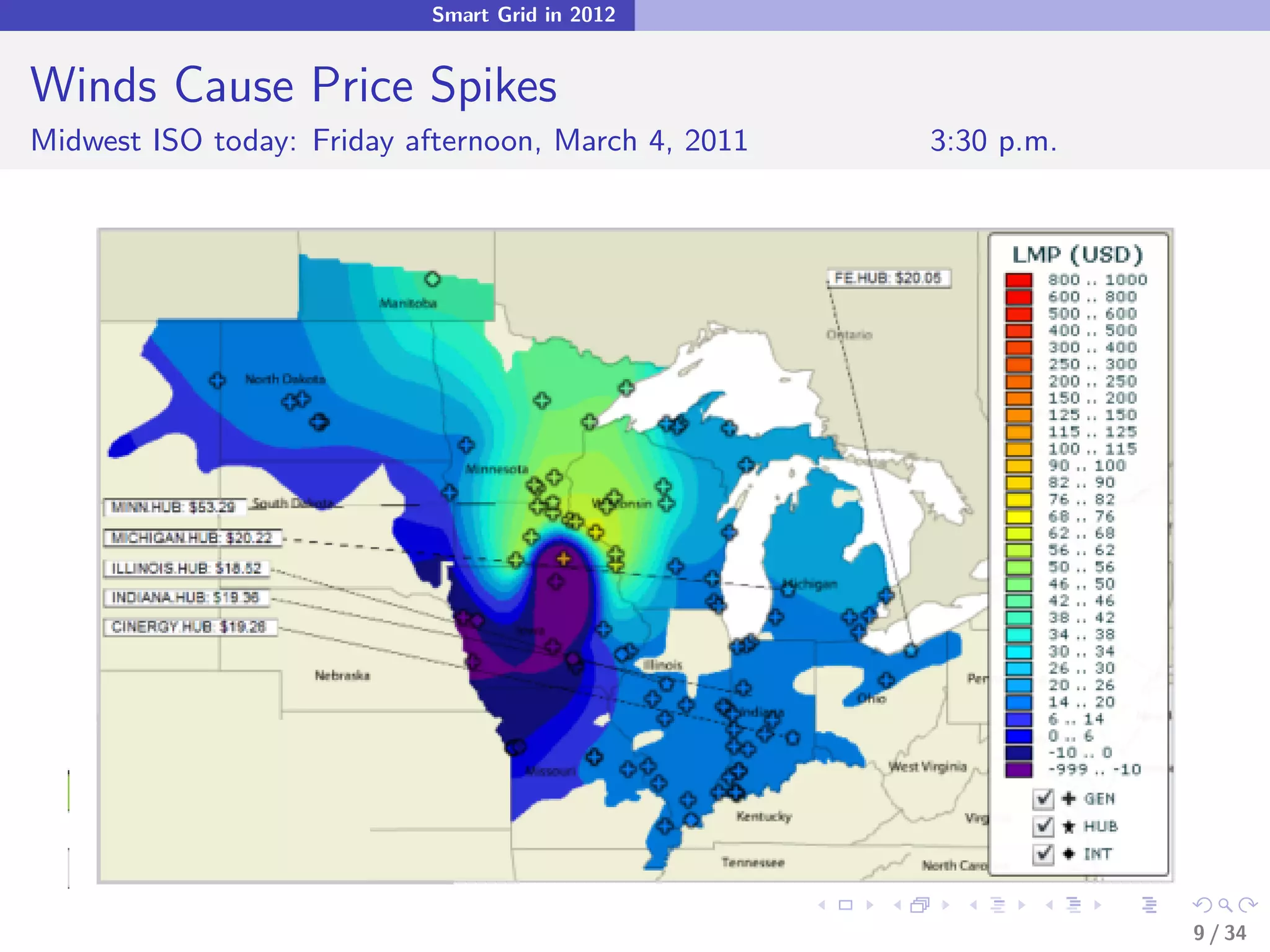 Smart Grid in 2012


Winds Cause Price Spikes
Midwest ISO today: Friday afternoon, March 4, 2011   3:30 p.m.




              -2000.00



                                                                 9 / 34
 