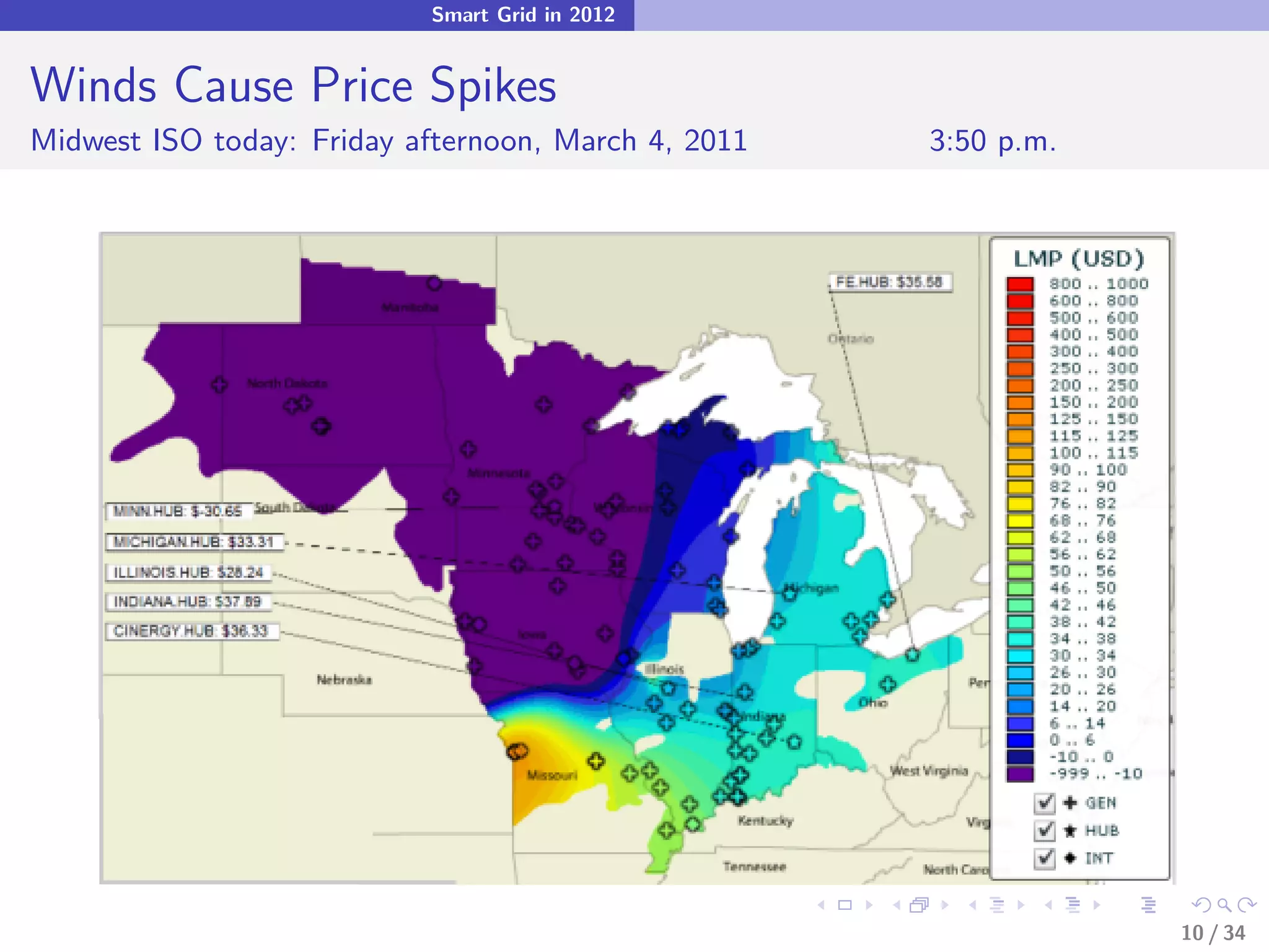 Smart Grid in 2012


Winds Cause Price Spikes
Midwest ISO today: Friday afternoon, March 4, 2011   3:50 p.m.




           -762.55



                                                                 10 / 34
 