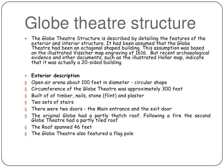 an analysis of the features of the globe theater in the elizabethan era The most important feature of elizabethan theatre was the after the brilliance of elizabethan drama many other features of renaissance theatre were also. an analysis of the features of the globe theater in the elizabethan era The most important feature of elizabethan theatre was the after the brilliance of elizabethan drama many other features of renaissance theatre were also.