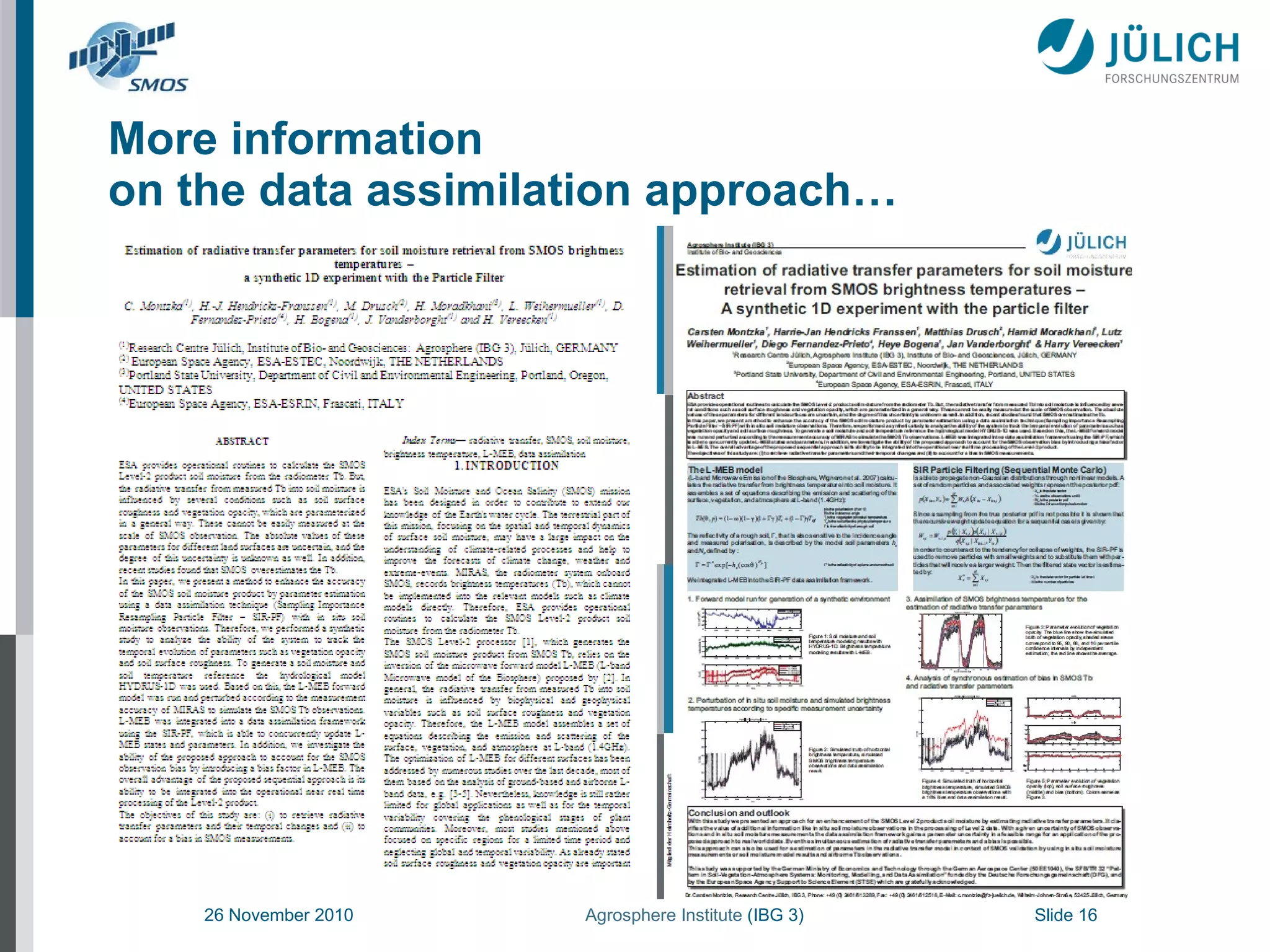 More information  on the data assimilation approach… 