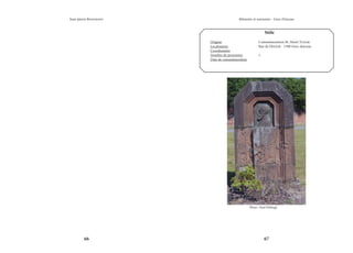 66 67
Mémoire et souvenirs - Grez-Doiceau
Jean-pierre Bontront
Stèle
Origine			 Commémoration M. Henri Tudor
Localisation			 Rue de Florival - 1390 Grez-doiceau
Coordonnées		
Nombre de personnes		 1
Date de commémoration	
Photo : Paul Delforge
 