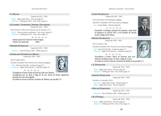 90 91
Mémoire et souvenirs - Grez-Doiceau
Jean-pierre Bontront
• Désiré Dumoulin
Guerre de 1914 - 1918
Monument - Rue de Hamme-mille - Néthen (page 25)
• Léandre, Alphonse, Joseph. Duchesne
Guerre de 1914 - 1918
Né le 18 janvier 1894 à Grez-doiceau (acte de naissance n°1)
Plaque - Dans la maison communale - Grez-centre (page 43)
Monument - Parking du CPAS - Grez-centre (page 51)
    
Faisant partie de l’unité de l’unité de ligne.
Faisant partie de l’unité de l’unité de ligne.
Numéro de matricule		 00611
Numéro de matricule		 00611
• Germaine Dumoulin-Draye
Guerre de 1939 - 1945
Née le 9 juillet 1920 à
Décédée le 20 juillet 1944 à Florival, Grez-doiceau, Belgique.
Stelle - Bois de la Hocaille - Archennes (page 31)
Monument - Église Saint-Remacle - Gottechain (page 35)
    
Travailleuse à l’usine Tudor de Florival, tuée avec d’autres
Travailleuse à l’usine Tudor de Florival, tuée avec d’autres
travailleuses par un obus, à l’âge de 24 ans. Soeur de Renée, également
travailleuses par un obus, à l’âge de 24 ans. Soeur de Renée, également
décédée lors de cette tragédie.
décédée lors de cette tragédie.
Sa tombe se trouve à l’ancien cimetière de Néthen à la parcelle 172.
Sa tombe se trouve à l’ancien cimetière de Néthen à la parcelle 172.
• Léon Dumoulin
Guerre de 1939 - 1945
Né le 6 décembre 1916 à Jodoigne, Belgique.
Décédé le 4 septembre 1944 à Grez-doiceau, Belgique.
Stèle - Ferme Hallau - Doiceau (page 49)
    
Domicilié à Jodoigne pendant l’occupation, entré dans
Domicilié à Jodoigne pendant l’occupation, entré dans
la résistance en janvier 1941, il est membre de l’armée
la résistance en janvier 1941, il est membre de l’armée
secrète refuge Lynx-Ichtus.
secrète refuge Lynx-Ichtus.
Collection
:
Emmanuel
Ferrière
©
2021
• Renée Dumoulin
Guerre de 1939 - 1945
Née le 24 janvier 1928
Décédée le 20 juillet 1944 à Florival, Grez-doiceau, Belgique
Stelle - Bois de la Hocaille - Archennes (page 31)
Monument - Église Saint-Remacle - Gottechain (page 35)
    
Travailleuse à l’usine Tudor de Florival, tuée avec
Travailleuse à l’usine Tudor de Florival, tuée avec
d’autres travailleuses par un obus, à l’âge de 16 ans.
d’autres travailleuses par un obus, à l’âge de 16 ans.
Sa tombe se trouve à l’ancien cimetière de Néthen à la parcelle 171.
Sa tombe se trouve à l’ancien cimetière de Néthen à la parcelle 171.
• A. Duquaine
Guerre de 1914 - 1918
Plaque - Église Saint-Pierre - Doiceau (page 45)
Monument - Parking du CPAS - Grez-centre (page 51)
• Joseph Duquaine
Guerre de 1914 - 1918
Décédé le 14 novembre 1918 à
Monument - Église Notre-Dame - Bossut (page 23)
Plaque - Église Saint-Pierre - Doiceau (page 45)
• Oscar Duquaine
Guerre de 1914 - 1918
Monument - Rue de Hamme-mille - Néthen (page 25)
• W. D’Ursel
Guerre de 1914 - 1918
Plaque - Église Saint-Pierre - Doiceau (page 45)
Monument - Parking du CPAS - Grez-centre (page 51)
• V. Draye
Guerre de 1914 - 1918
Plaque - Église Saint-Pierre - Doiceau (page 45)
Monument - Parking du CPAS - Grez-centre (page 51)
 