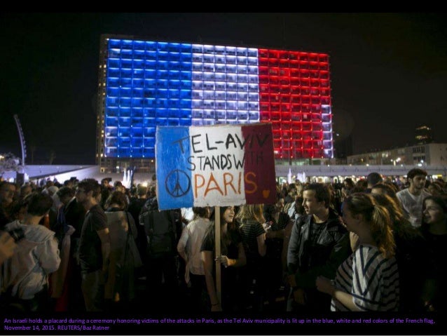 Taiwan's landmark building Taipei 101 is lit up in blue, white and red, the colors of the French flag, in Taipei, on Novem...