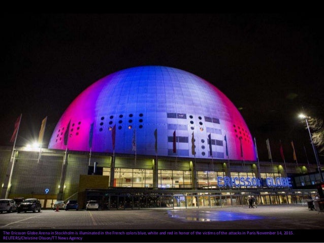 The blue, white and red colors of France's national flag lit up the Kirchner Cultural Center in Buenos Aires, Argentina, o...