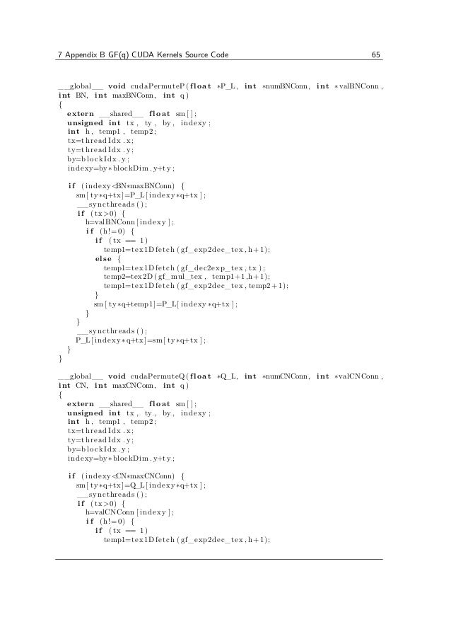 Massive Parallel Decoding Of Low Density Parity Check Codes Using Gr
