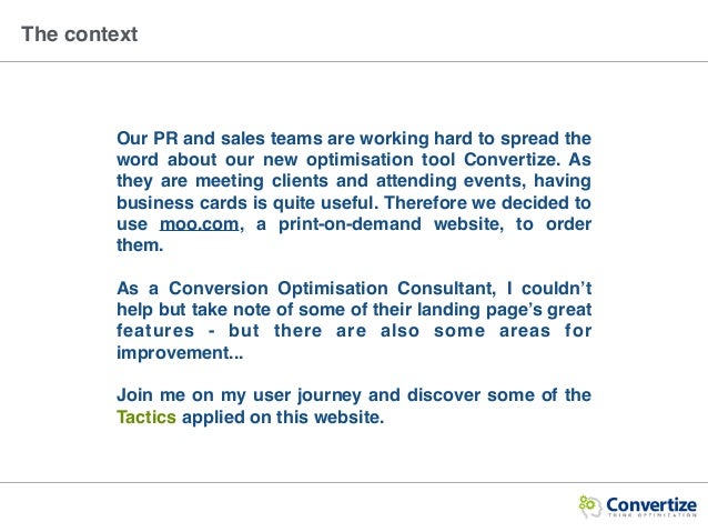 how could moo optimise its conversions the word moo