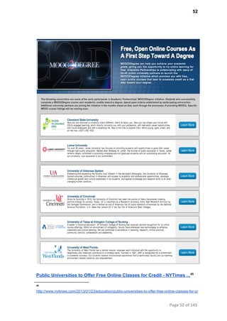 52
Public Universities to Offer Free Online Classes for Credit ­ NYTimes ...45
45
http://www.nytimes.com/2013/01/23/education/public­universities­to­offer­free­online­classes­for­cr
Page 52 of 145
 