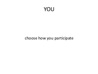 YOU
choose how you participate
 