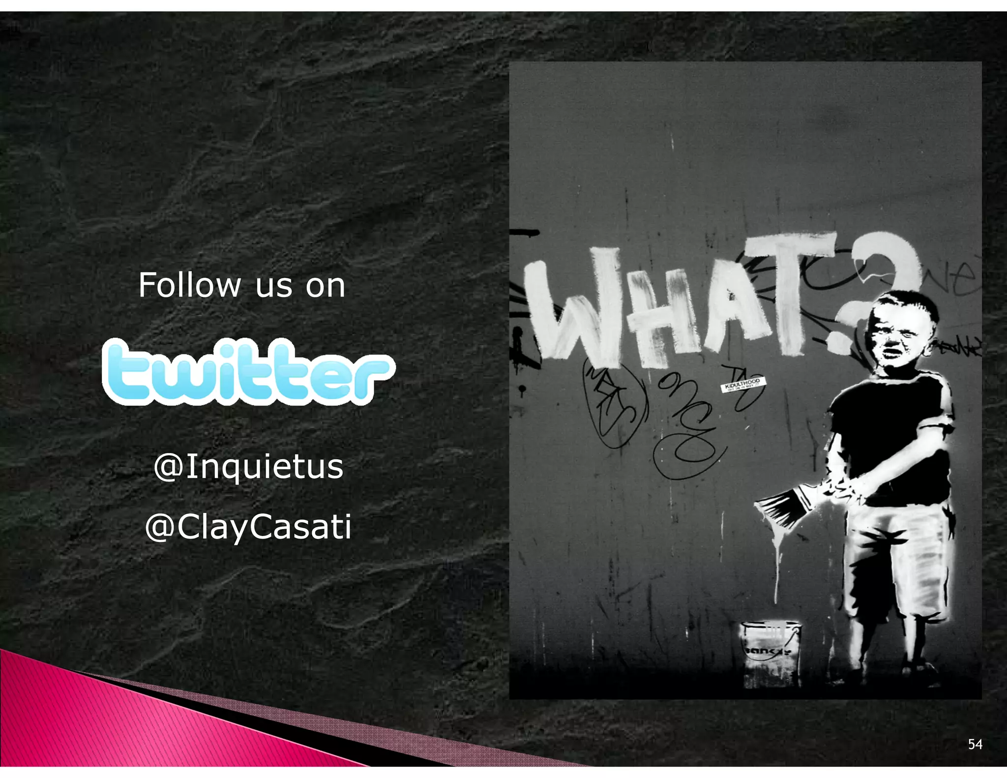 Follow us on




@Inquietus
@ClayCasati




               54
 