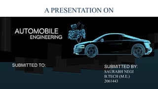 • Make Effective Presentations
• Using Awesome Backgrounds
• Engage your Audience
• Capture Audience Attention
A PRESENTATION ON
SUBMITTED BY:
SAURABH NEGI
B.TECH (M.E.)
2061443
SUBMITTED TO:
 