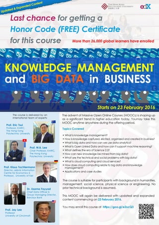 MOOC: ISE101x Knowledge Management and Big Data in Business