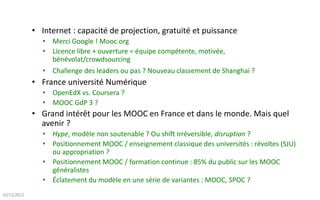 Check-list pour "cadrer" votre MOOC

1.
2.
3.
4.

03/12/2013

Contexte du MOOC et objectifs généraux
Environnement et publ...