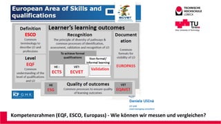 Kompetenzrahmen (EQF, ESCO, Europass) - Wie können wir messen und vergleichen?
 