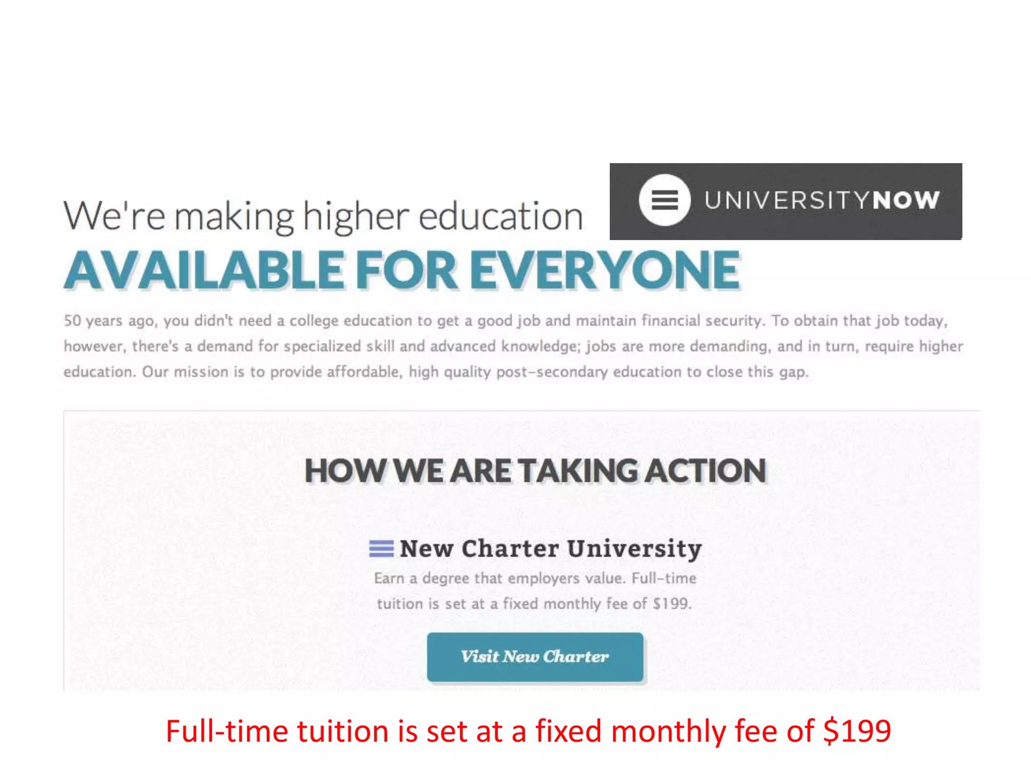 Full-time tuition is set at a fixed monthly fee of $199
 