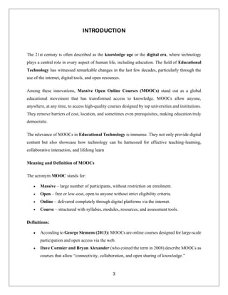 MOOC'S - Massive Open Online Courses -online assignment | PDF