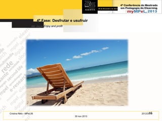 4ª Fase: Desfrutar e usufruir
4th stage: Enjoy and profit

15
2012/2014

Cristina Neto - MPeL06
30 nov 2013

 