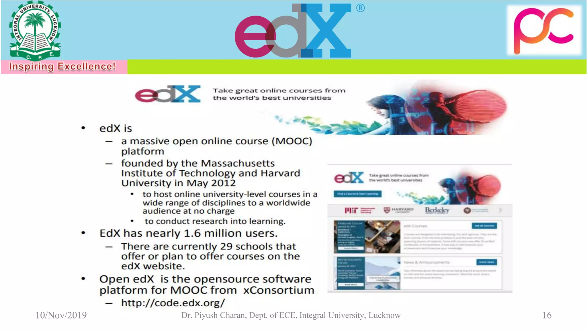 10/Nov/2019 Dr. Piyush Charan, Dept. of ECE, Integral University, Lucknow 16
 