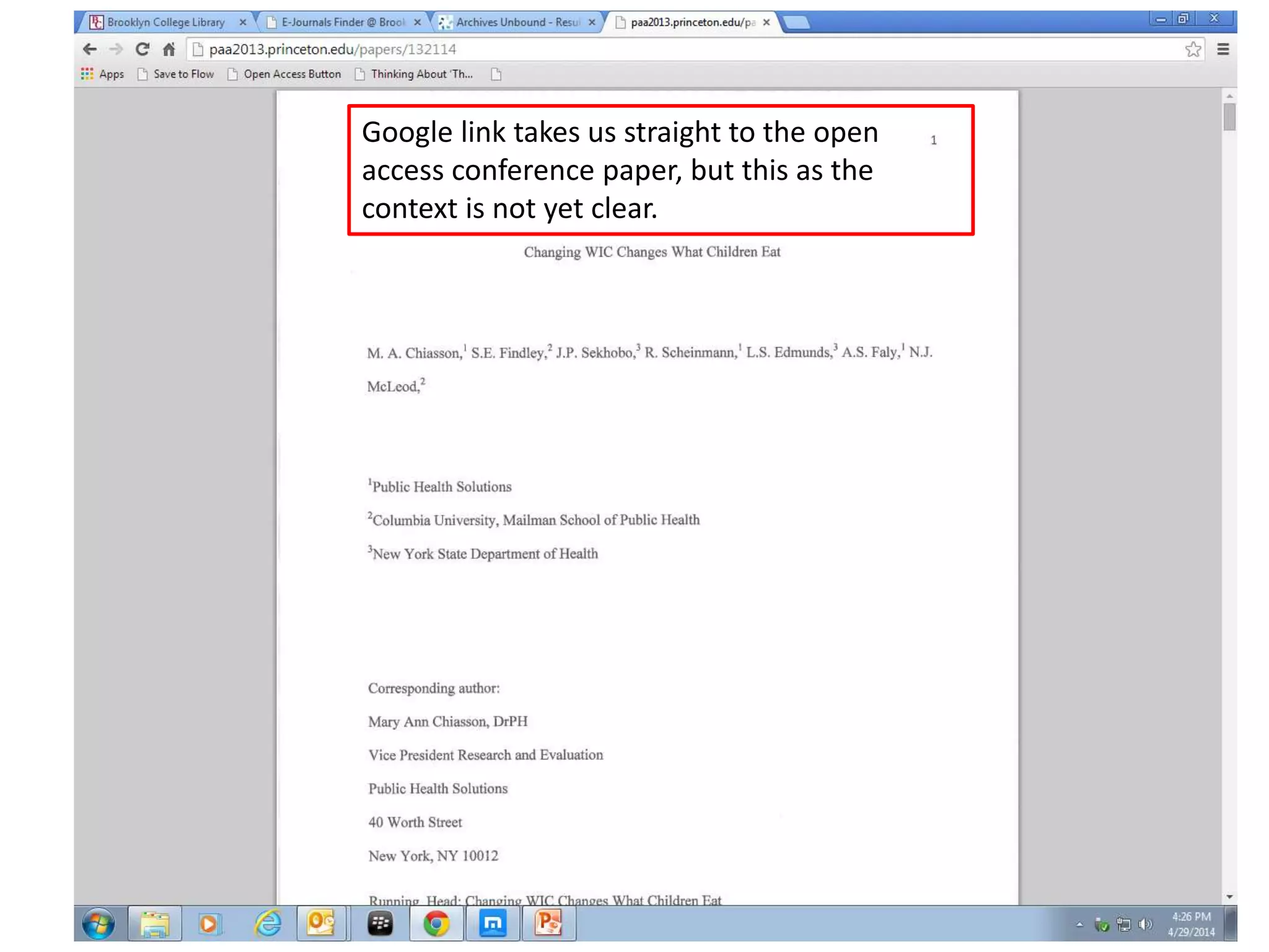Google link takes us straight to the open
access conference paper, but this as the
context is not yet clear.
 