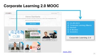 26
Corporate Learning 2.0 MOOC
mooin, 2015
 
