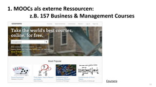 19
1. MOOCs als externe Ressourcen:
z.B. 157 Business & Management Courses
Coursera
 