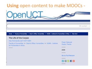 Using open content to make MOOCs -
texts
 