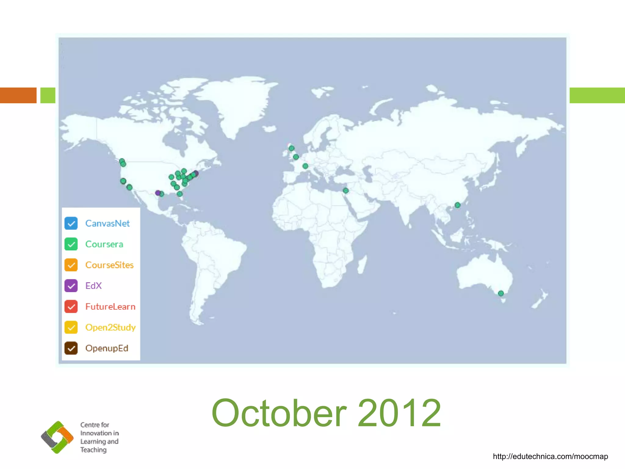 October 2012
http://edutechnica.com/moocmap
 