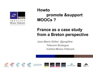 Howto
promote &support
MOOCs ?

France as a case study
from a Breton perspective
Jean-Marie Gilliot @jmgilliot
Télécom Bretagne
Institut Mines-Télécom

Institut Mines-Télécom

 