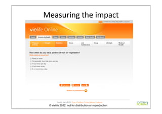 Measuring	
  the	
  impact	
  
© vielife 2012: not for distribution or reproduction
 