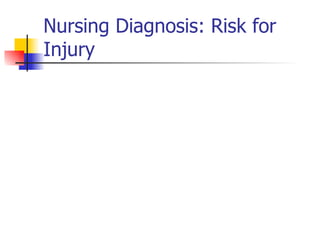Nursing Diagnosis: Risk for Injury 