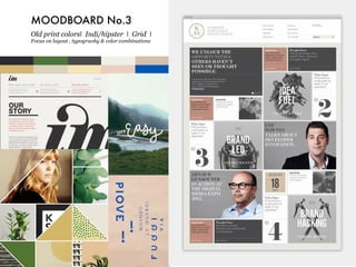 MOODBOARD No.3
Old print colorsI Indi/hipster I Grid I
Focus on layout , typograohy & color combinations
 