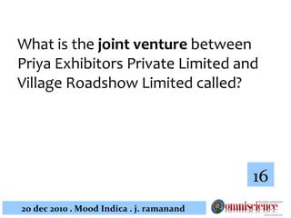 What is the  joint venture  between Priya Exhibitors Private Limited and Village Roadshow Limited called? 16 