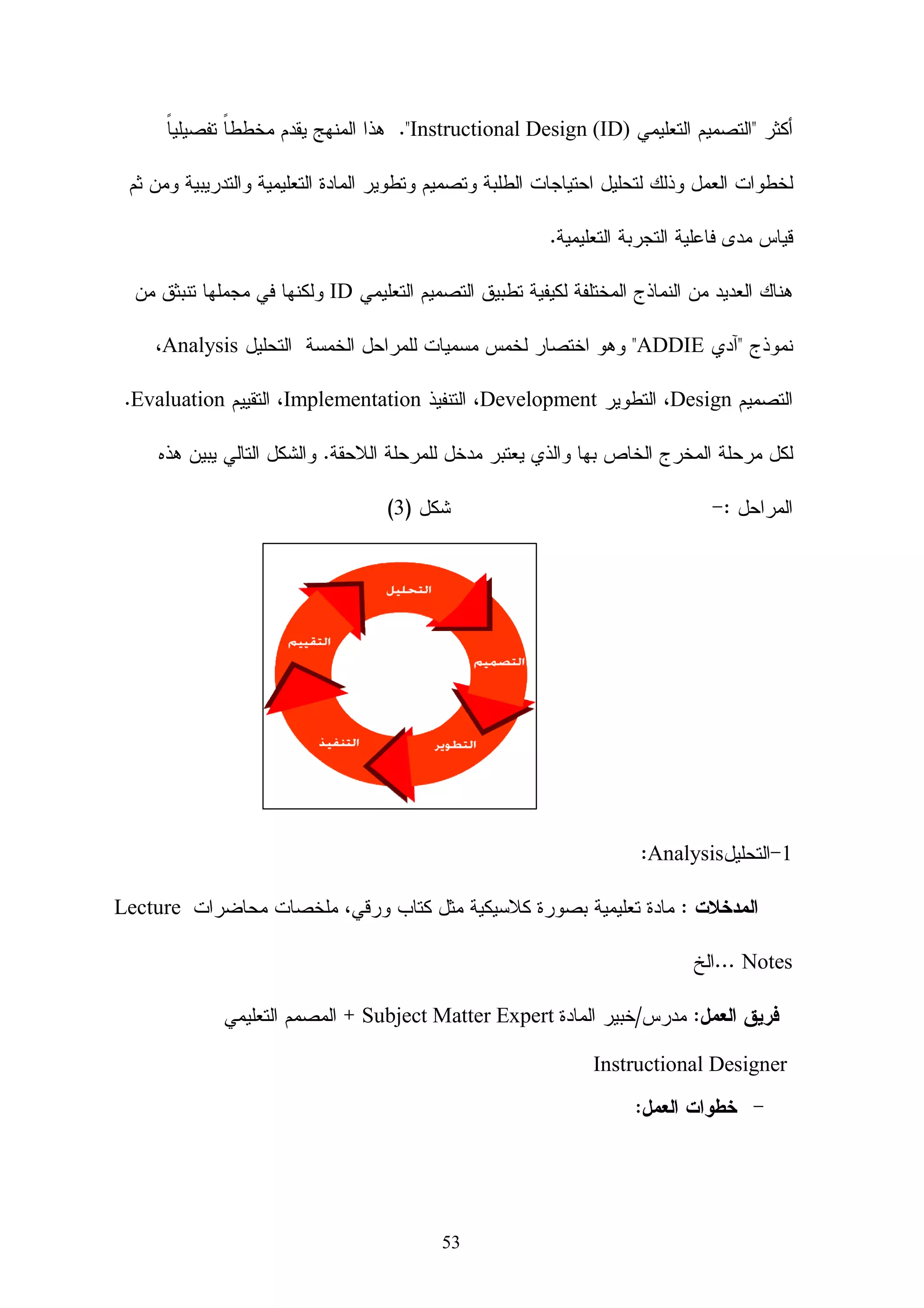 ‫ﺏ- ﺍﻝﻨﻅﺭﺓ ﺇﻝﻴﻪ ﻋﻠﻰ ﺃﻨﻪ ﻁﺭﻴﻘﺔ ﻝﻠﺘﻌﻠﻡ)ﺍﻝﺨﺎﻥ ،5002(:‬

‫ﺤﻴﺙ ﻴﺭﻯ ﺃﺼﺤﺎﺏ ﻫﺫﻩ ﺍﻝﻨﻅﺭﺓ ﺃﻥ ﺍﻝﺘﻌﻠﻡ ﺍﻹﻝﻜﺘﺭﻭﻨﻲ ﻁﺭﻴﻘﺔ ﻝﻠﺘﻌﻠﻴﻡ ﺃﻭ ﺍﻝﺘﺩﺭﻴﺱ ﻴـﺴﺘﺨﺩﻡ ﻓﻴـﻪ‬

‫ﻭﺴﺎﺌﻁ ﺘﻜﻨﻭﻝﻭﺠﻴﺔ ﻤﺘﻘﺩﻤﺔ، ﻜﺎﻝﻭﺴﺎﺌﻁ ﺍﻝﻤﺘﻌﺩﺩﺓ، ﻭﺍﻷﻗﻤﺎﺭ ﺍﻝﺼﻨﺎﻋﻴﺔ، ﻭﺸﺒﻜﺔ ﺍﻝﻤﻌﻠﻭﻤﺎﺕ ﺍﻝﺩﻭﻝﻴﺔ، ﺤﻴﺙ‬

               ‫ﻴﺘﻔﺎﻋل ﻁﺭﻓﻲ ﺍﻝﻌﻤﻠﻴﺔ ﺍﻝﺘﻌﻠﻴﻤﻴﺔ ﻤﻥ ﺨﻼل ﻫﺫﻩ ﺍﻝﻭﺴﺎﺌﻁ ﻝﺘﺤﻘﻴﻕ ﺃﻫﺩﺍﻑ ﺘﻌﻠﻴﻤﻴﺔ ﻤﺤﺩﺩﺓ.‬

‫ﻭﻫﻨﺎ ﻴﺭﻯ ﺍﻝﺒﺎﺤﺙ ﺃﻨﺎ ﺍﻝﺘﻌﻠﻴﻡ ﺍﻻﻝﻜﺘﺭﻭﻨﻲ ﻴﺭﺘﻜﺯ ﻋﻠﻰ ﺃﺴﺎﺱ ﻭﺠﻭﺩ ﺍﻻﻨﺘﺭﻨﺕ ﻭﻫـﺫﺍ ﻤﻴـﺯﺓ ﺍﻴﺠﺎﺒﻴـﺔ‬

‫ﻝﻠﺘﻌﻠﻴﻡ ﺍﻻﻝﻜﺘﺭﻭﻨﻲ ﻤﻥ ﺤﻴﺙ ﺇﻤﻜﺎﻨﻴﺔ ﺍﻝﺘﻌﻤﻕ ﻓﻲ ﺍﻝﻤﺠﺎﻻﺕ ﺍﻝﻤﺨﺘﻠﻔﺔ ﻭﻤﻭﺍﻜﺒﺔ ﺍﻝﺘﻁﻭﺭ ﺃﻝﻤﻌﻠﻭﻤﺎﺘﻲ ﻭﻝﻜﻥ‬

‫ﻋﺩﻡ ﺍﻗﺘﺼﺎﺭﻫﺎ ﻭﺇﻝﺯﺍﻤﻬﺎ ﺒﺎﻻﻨﺘﺭﻨﺕ ﻭﺤﺼﺭﻫﺎ ﻋﻠﻴﻪ ﻷﻥ ﻤﻔﻬﻭﻡ ﺍﻝﺘﻌﻠﻴﻡ ﺍﻻﻝﻜﺘﺭﻭﻨﻲ ﺃﺸﻤل ﻭﺃﻜﺒﺭ ﻤـﻥ‬

‫ﺍﻗﺘﺼﺎﺭﻩ ﻭﺘﻘﺯﻴﻤﻪ ﻋﻠﻰ ﺍﻻﻨﺘﺭﻨﺕ ﻭﻨﺭﻯ ﺃﻨﻪ ﺸﺎﻤل ﻝﺠﻤﻴﻊ ﺍﻝﻌﻨﺎﺼﺭ ﺍﻝﺘﻌﻠﻴﻤﻴﺔ ﻭﻤﻥ ﻫﻨﺎ ﺠﺎﺀﺕ ﻨﻅـﺭﺓ‬

                                      ‫ﺍﻝﺒﺎﺤﺙ ﻝﺘﺸﻤل ﺍﻝﺘﻌﻠﻴﻡ ﺍﻻﻝﻜﺘﺭﻭﻨﻲ ﻓﻲ ﻤﺠﻤﻭﻋﺔ ﺼﻭﺭ ﻤﻬﻤﺔ.‬

                                                   ‫ﻨﻅﺭﺓ ﺍﻝﺒﺎﺤﺙ ﻝﺼﻭﺭ ﺍﻝﺘﻌﻠﻴﻡ ﺍﻻﻝﻜﺘﺭﻭﻨﻲ :‬

‫ﺃﺩﻭﺍﺕ ﺇﻝﻜﺘﺭﻭﻨﻴﺔ ﻝﺩﻋﻡ ﺍﻝﺘﻌﻠﻡ ﻭﺍﻝﺘﻌﻠﻴﻡ ﻭﺘﺤﻘﻴﻕ ﺃﻫﺩﺍﻓﻪ – ﺍﻝﺘﻌﻠﻡ ﻗﺒل ﺍﻝﺘﻌﻠﻴﻡ ﻭﺍﻝﻬﺩﻑ ﻗﺒـل‬

                                                                         ‫ﺍﻝﻁﺭﻴﻘﺔ .‬

‫ﻤﺠﻤﻭﻋﺔ ﻤﻥ ﺍﻝﺘﻁﺒﻴﻘﺎﺕ ﻭﺍﻝﻌﻤﻠﻴﺎﺕ ) ﺍﻝﺘﺩﺭﻴﺱ ﺒﻭﺍﺴﻁﺔ ﺍﻝﺤﺎﺴﺏ ، ﻭﺒﻭﺍﺴﻁﺔ ﺍﻹﻨﺘﺭﻨـﺕ ،‬

‫ﻭﺍﻝﻔﺼﻭل ﺍﻻﻓﺘﺭﺍﻀﻴﺔ ﺍﻝﺦ ( ﺒﻬﺩﻑ ﺘﺤﺴﻴﻥ ﺍﻝﻌﻤﻠﻴﺎﺕ ﺍﻝﺘﻌﻠﻴﻤﻴﺔ ) ﺍﻝﺘـﺩﺭﻴﺱ ، ﺍﻝﺘﻤـﺭﻴﻥ ،‬

      ‫ﺍﻻﺨﺘﺒﺎﺭﺍﺕ ، ﺭﺼﺩ ﺍﻝﺩﺭﺠﺎﺕ ، ﻤﺘﺎﺒﻌﺔ ﺍﻝﺘﻌﻠﻡ ، ﺍﻝﻤﻨﺎﻗﺸﺎﺕ ﻭﺍﻝﺘﻭﺍﺼل ﻭﺍﻝﺘﻔﺎﻋل ( .‬

 ‫ﺃﺩﻭﺍﺕ ﻤﺴﺎﻋﺩﺓ ﻝﻠﺘﻌﻠﻴﻡ ﺍﻝﺼﻔﻲ ﺃﻭ ﺃﺩﺍﺓ ﺭﺌﻴﺴﻴﺔ ﻝﺘﻘﺩﻴﻡ ﺍﻝﺘﻌﻠﻴﻡ ) ﺘﻌﻠﻴﻡ ﺇﻝﻜﺘﺭﻭﻨﻲ 001% (.‬

‫ﺍﻝﺘﻌﻠﻡ ﻓﻲ ﺍﻝﺒﻴﺌﺔ ﺍﻹﻝﻜﺘﺭﻭﻨﻴﺔ ﻴﻤﻜﻥ ﺃﻥ ﻴﻜﻭﻥ : ﺘﻌﻠﻡ ﺭﺴﻤﻲ – ﺘﻌﻠﻡ ﻏﻴﺭ ﺭﺴـﻤﻲ ، ﺘﻌﻠـﻡ‬

            ‫ﺫﺍﺘﻲ ﺍﻝﺴﺭﻋﺔ – ﺘﻌﻠﻡ ﺒﻘﻴﺎﺩﺓ ﻤﻌﻠﻡ ، ﺘﻌﻠﻡ ﺤﻲ / ﻤﺒﺎﺸﺭ ، ﻭﺘﻌﻠﻡ ﻏﻴﺭ ﻤﺒﺎﺸﺭ .‬

‫ﻤﻨﺎﺴﺏ ﻝﻜل ﺃﻨﻭﺍﻉ ﺍﻝﺘﻌﻠﻴﻡ : ﺍﻷﺩﺒﻲ ، ﻭﺍﻝﺸﺭﻋﻲ ، ﻭﺍﻝﻌﻠﻤـﻲ ، ﻭﺍﻝﻁﺒـﻲ ، ﻭﺍﻝﻬﻨﺩﺴـﻲ ،‬

                                                                       ‫ﻭﺍﻝﻌﺴﻜﺭﻱ .‬


                                             ‫41‬
 