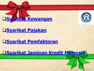Syarikat Kewangan

Syarikat Pajakan

Syarikat Pemfaktoran

Syarikat Jaminan Kredit Malaysia
 