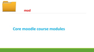 mod 
Core moodle course modules 
 