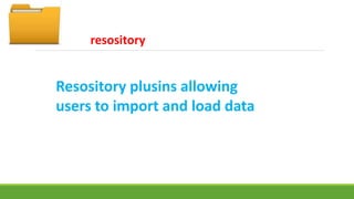 resository 
Resository plusins allowing 
users to import and load data 
 