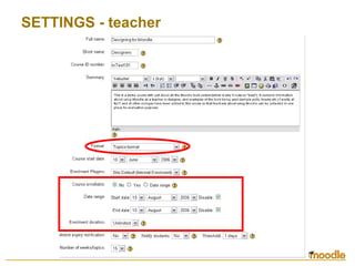 SETTINGS - teacher
 