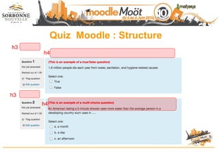 Quiz Moodle : Structure
h3
h3
h4
h4
 