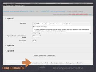 ACCIÓN
Caliﬁcación acumulativaCONFIGURACIÓN
 