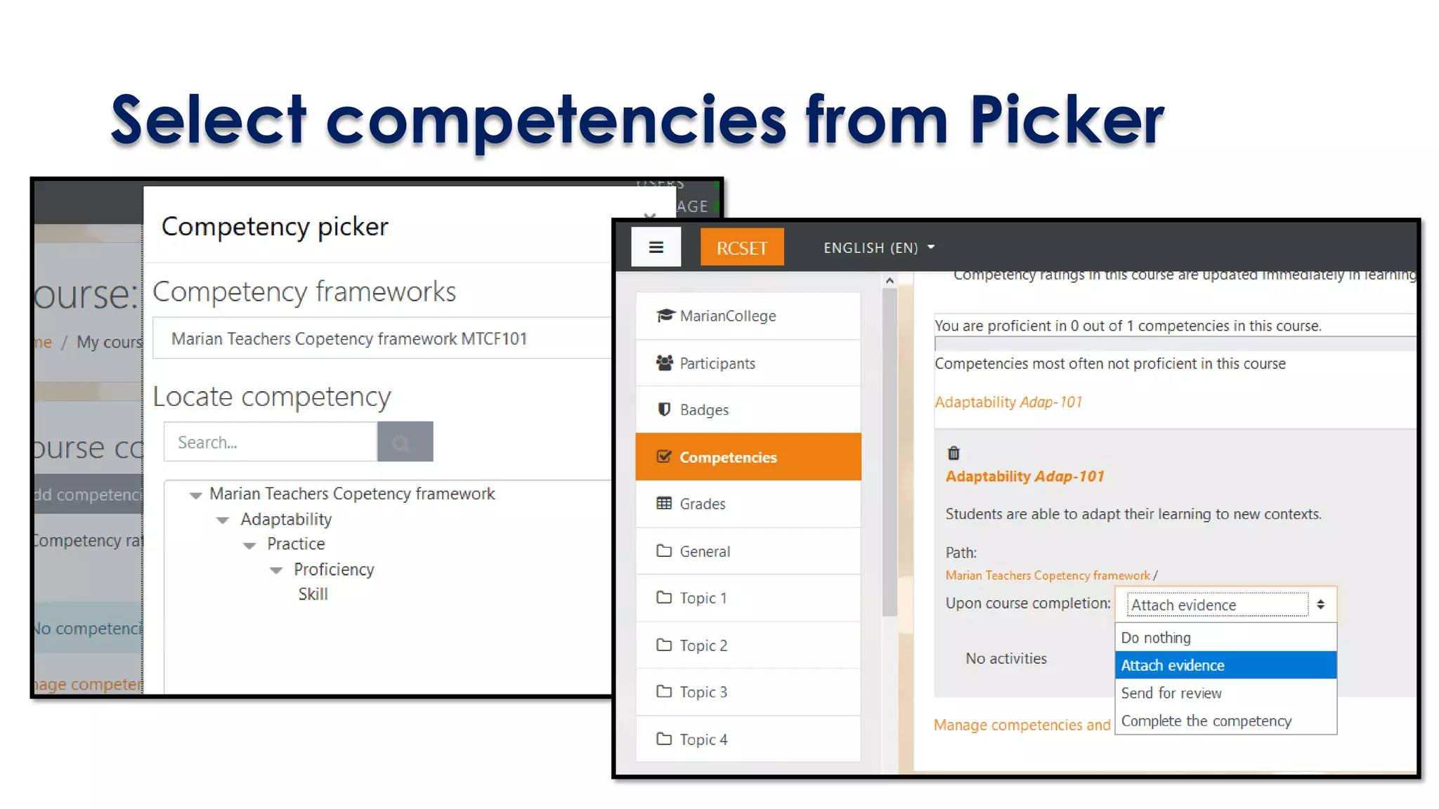 Select competencies from Picker
 