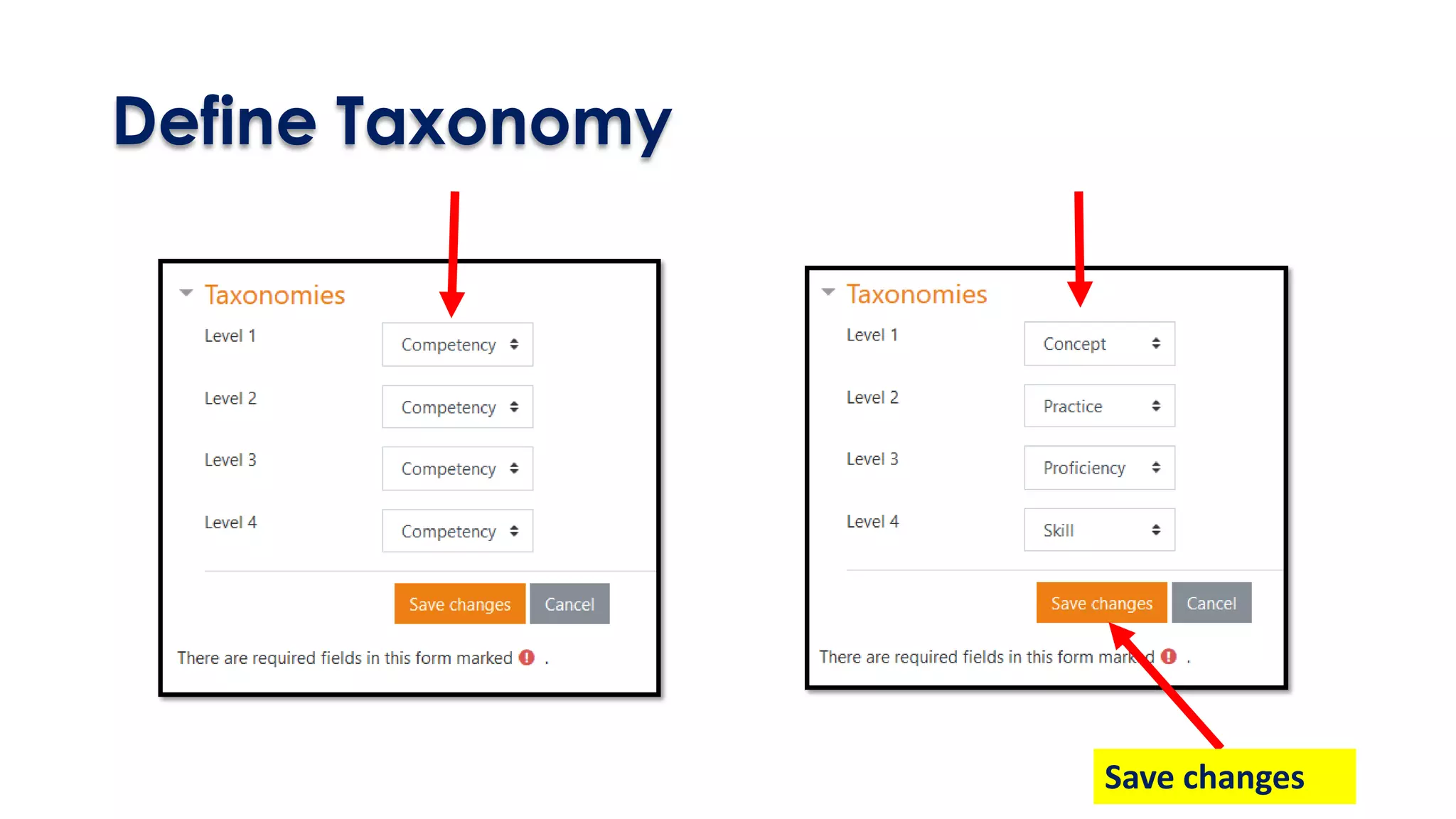 Define Taxonomy
Save changes
 