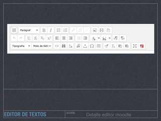 ACCIÓN
Detalle editor moodleEDITOR DE TEXTOS
 