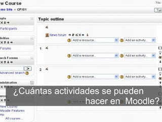 ¿Cuántas actividades se pueden
hacer en Moodle?
 