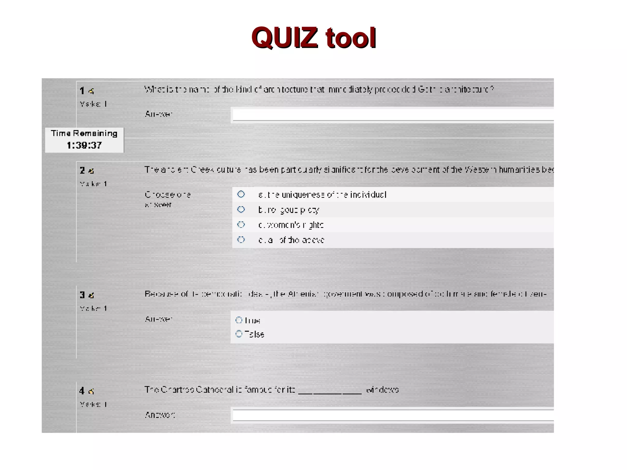 QUIZ tool 