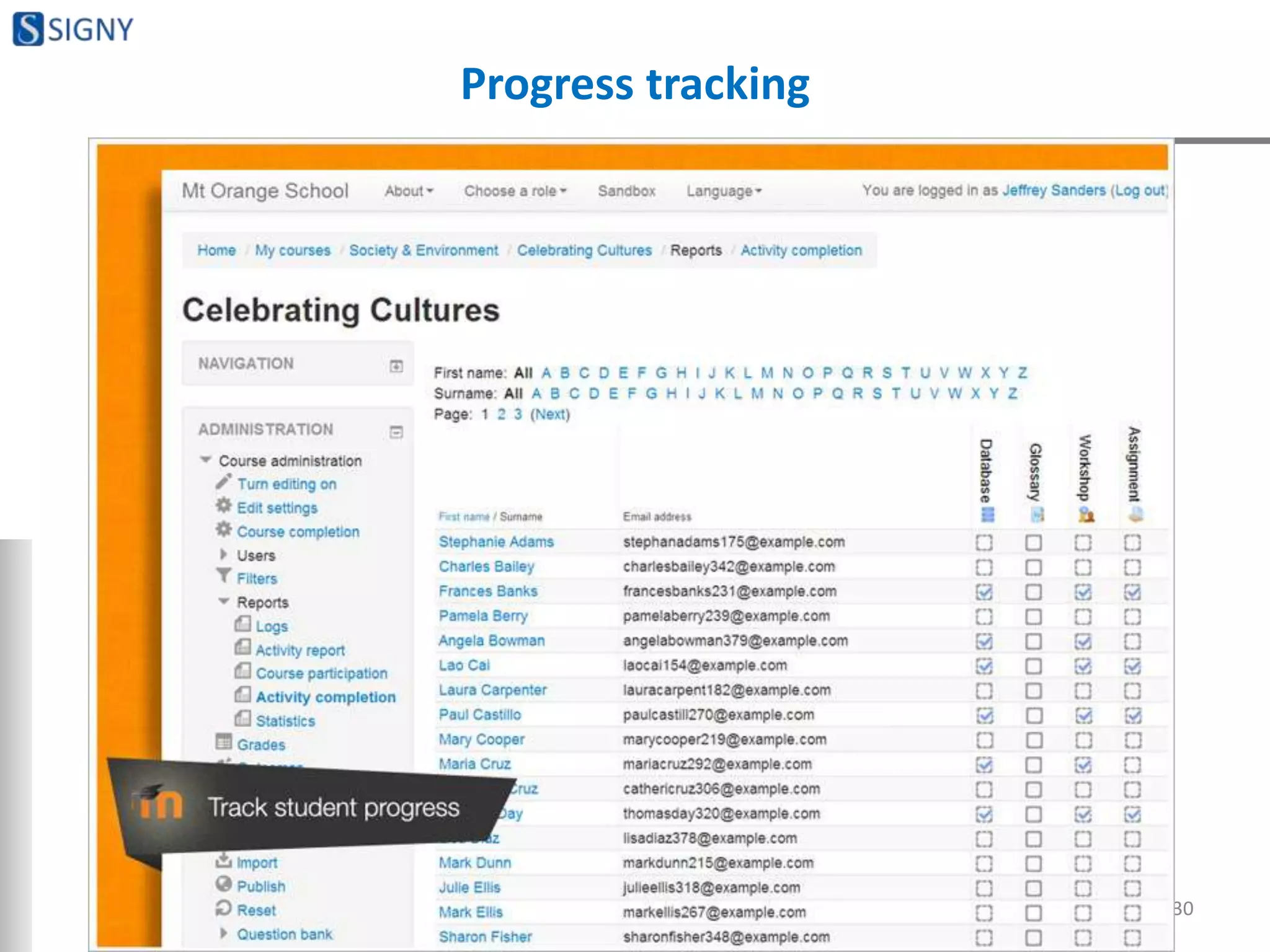 Progress tracking
30
 