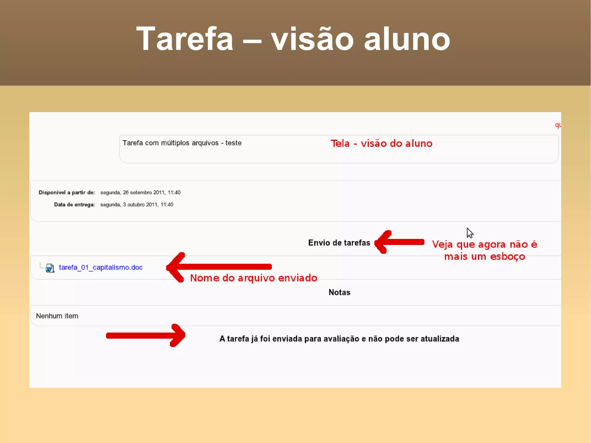 Tarefa – visão aluno 