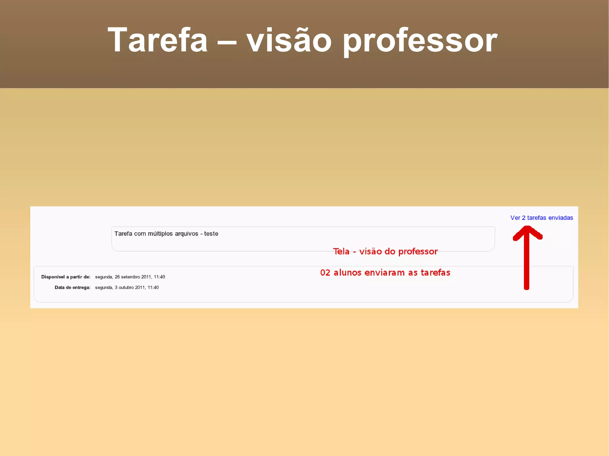 Tarefa – visão professor 